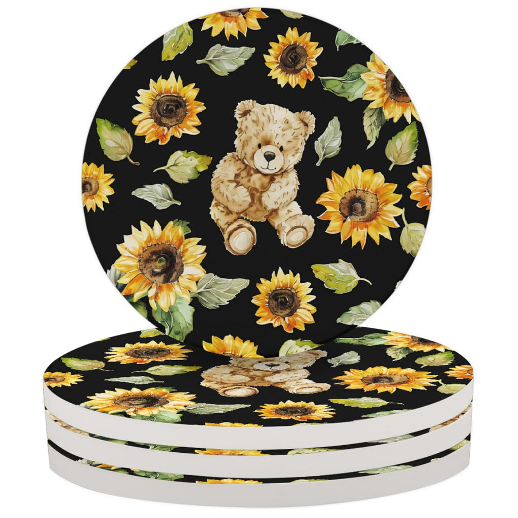 Round Absorbent Ceramic Coasters Set of 4 Q110414