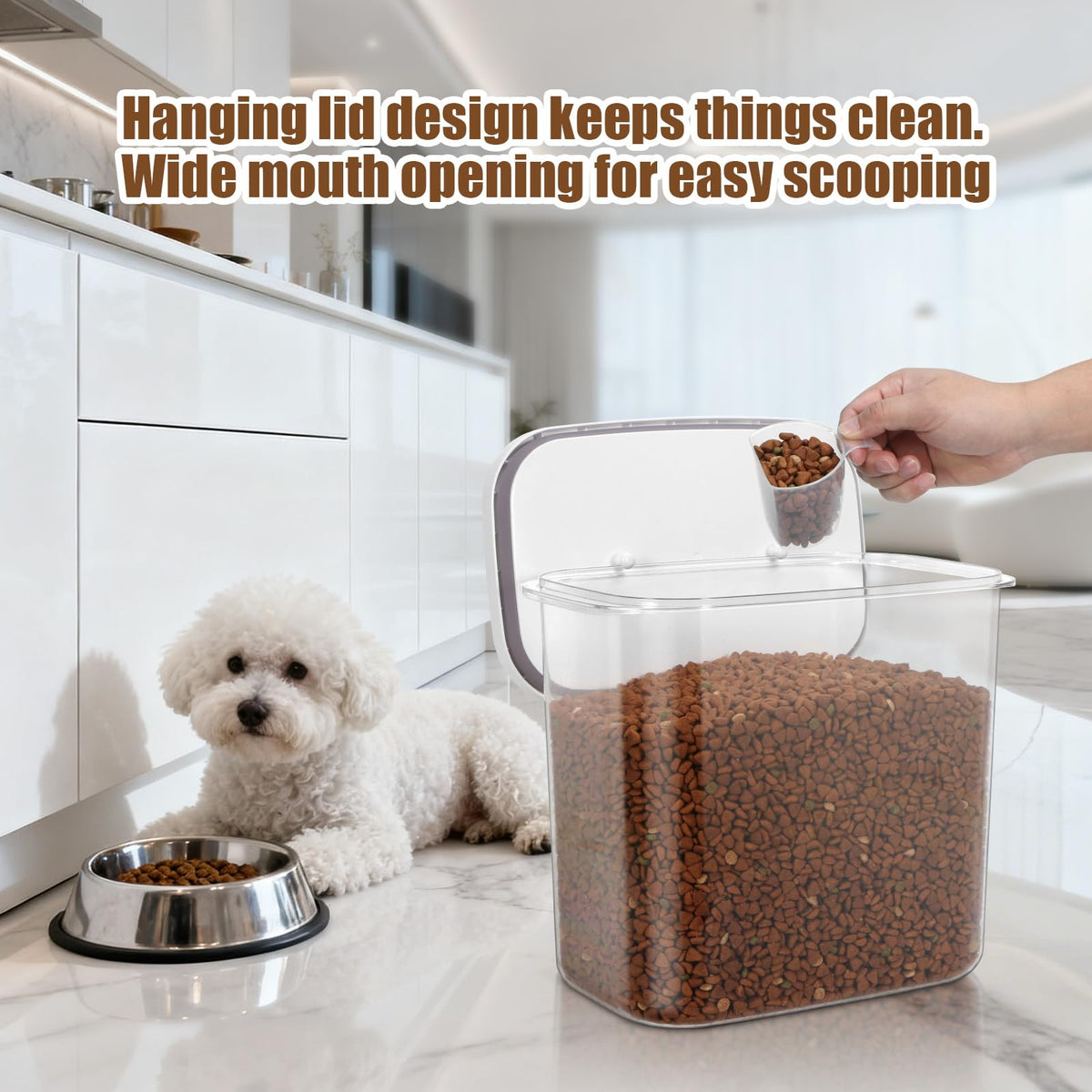 Dog Cat Food Storage Container with Handles, Stackable Pop Up Lids A158