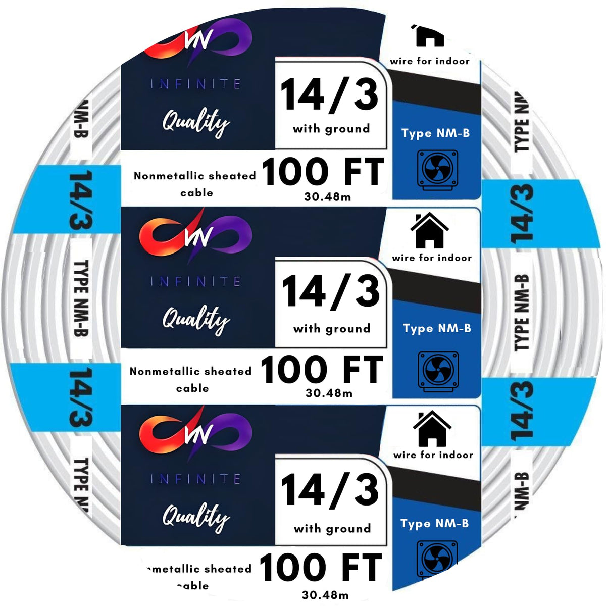 14 Gauge 3 Conductor NM-B Electrical Wire 100 Ft X119469