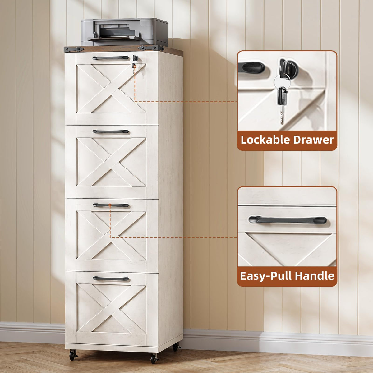 White 4 Drawer Filing Cabinet P487