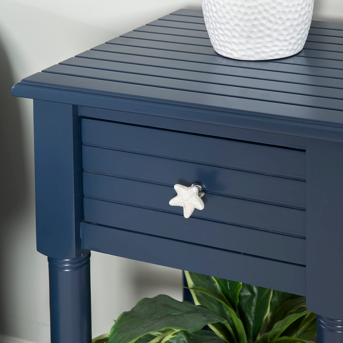 Navy Small Accent Table with Storage X949