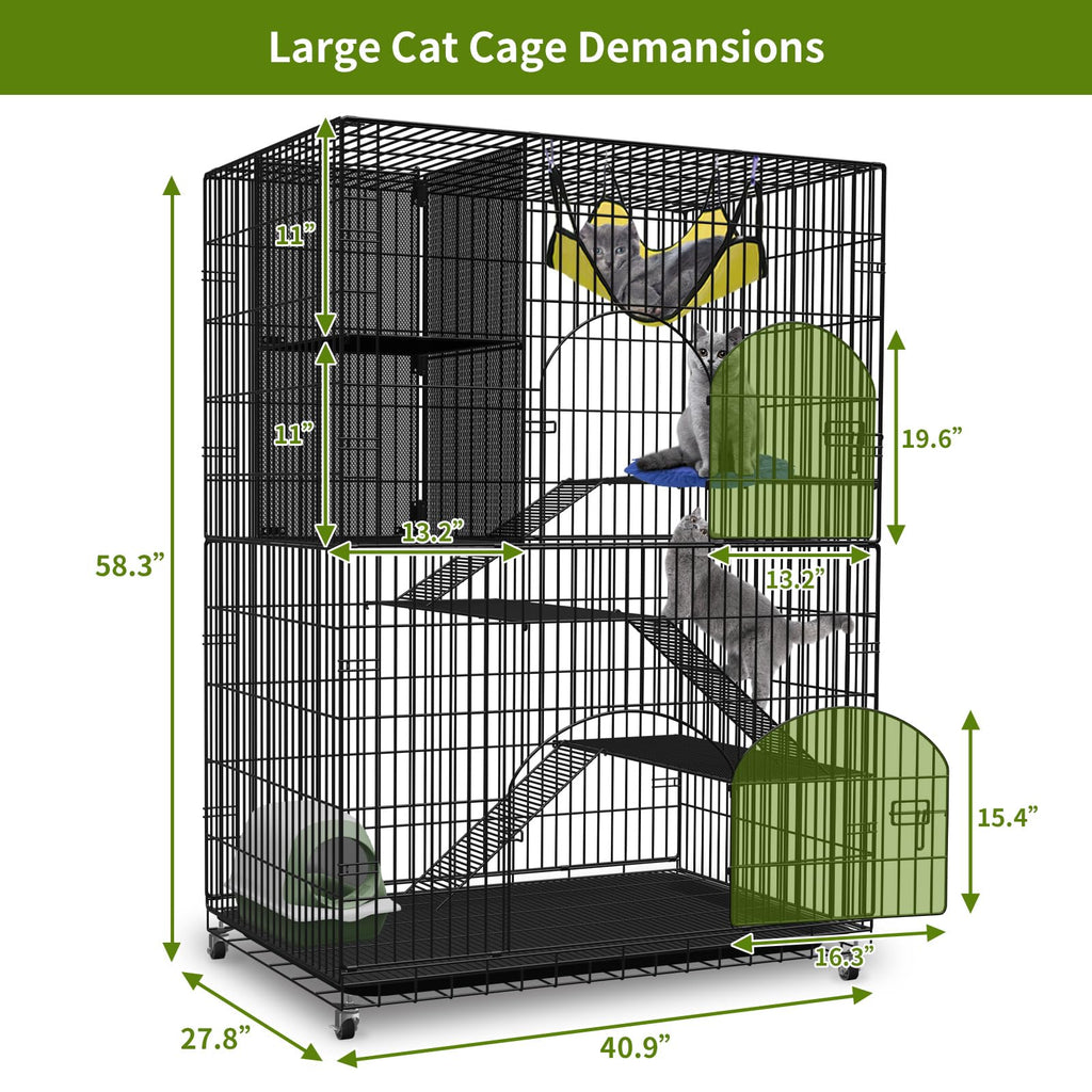 4-Tier Metal Cat Cage with Storage Cube H7919