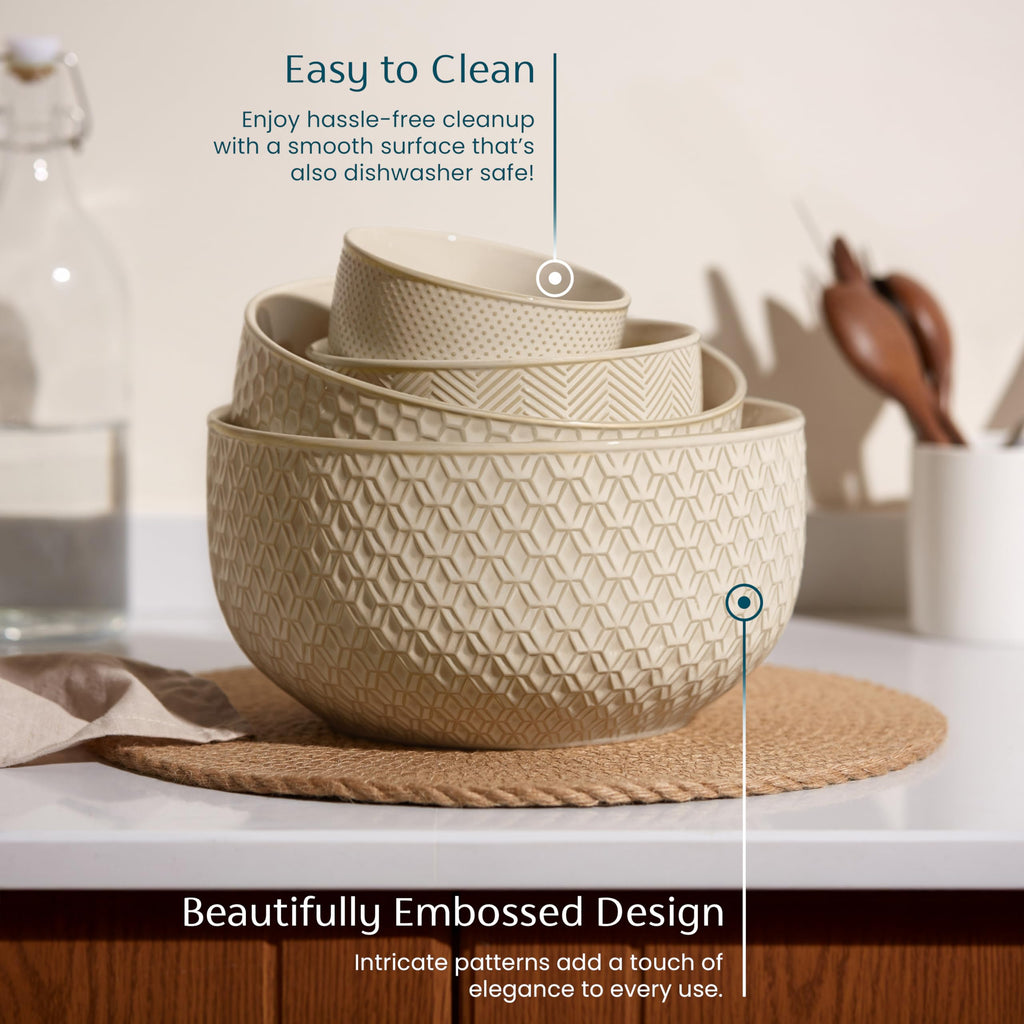 Ceramic Nesting Bowls Set of 4 Almond Z113