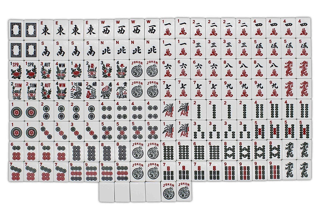 166 White Engraved Tiles Mahjong Set with Soft Bag O740