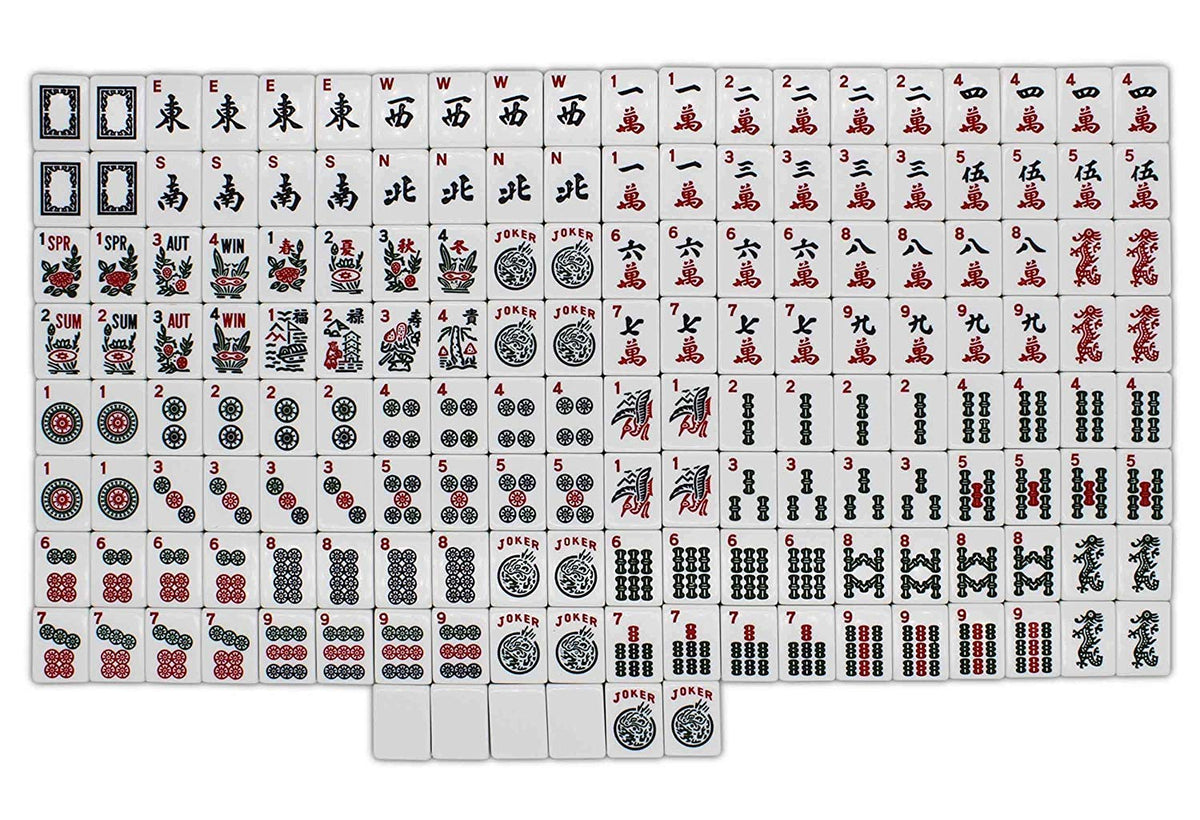 166 White Engraved Tiles Mahjong Set with Soft Bag O740