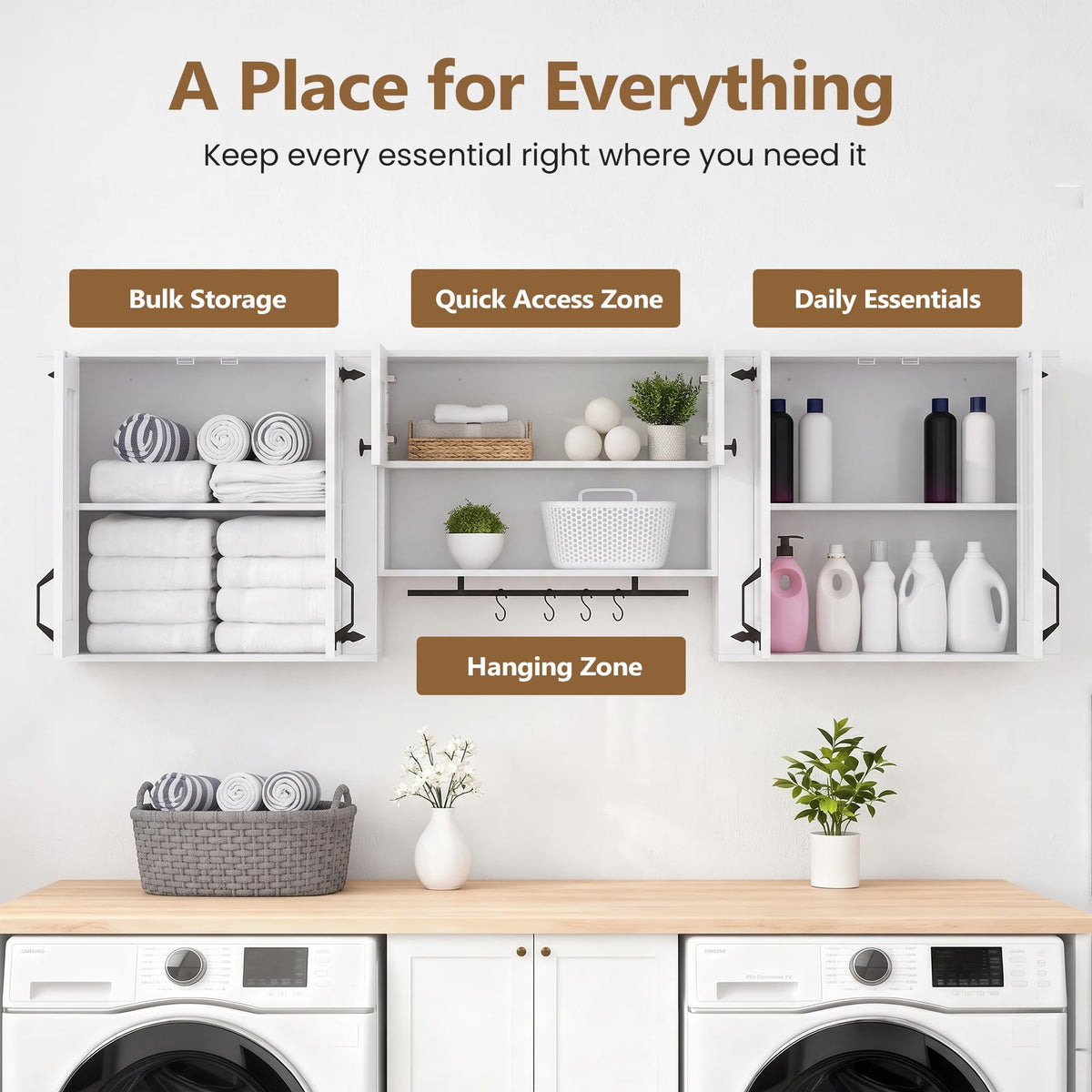 Wall Mounted Laundry Room Cabinet Set D726550