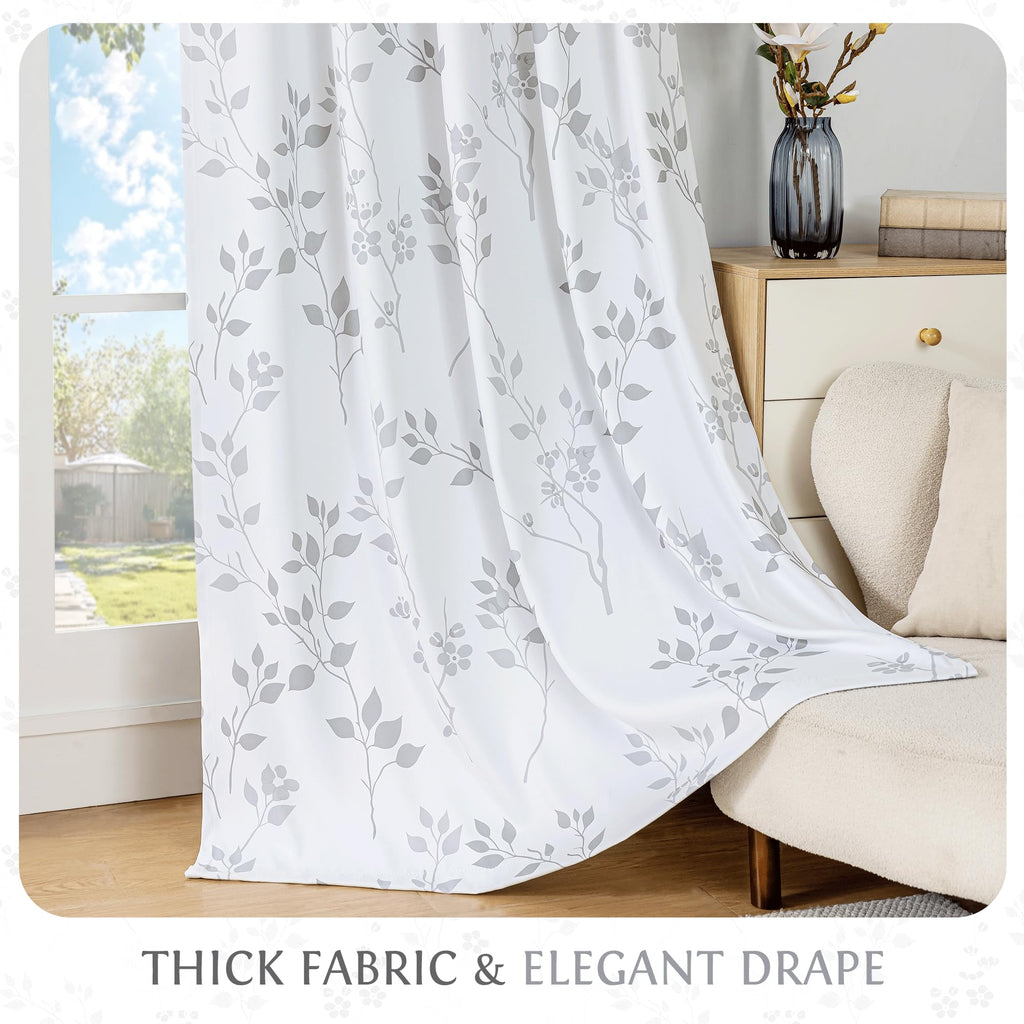Grey White 100x84 Blackout Curtains J5519