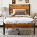 Twin Platform Bed Frame with Wooden Headboard and Footboard K68995