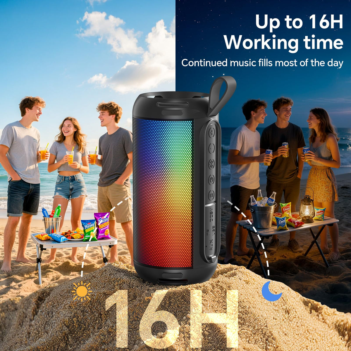 Bluetooth Speaker Wireless 26W Portable IPX5 Waterproof Black J13924