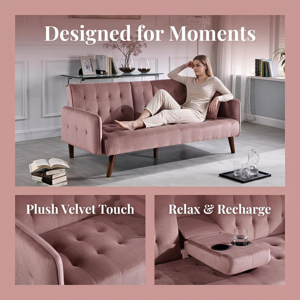 Pink Convertible Sleeper Sofa J683