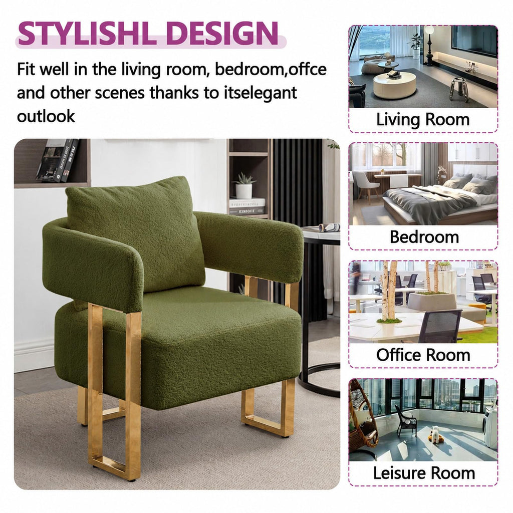 Velvet Upholstered Accent Chairs Set of 2 with Golden Metal Legs O777