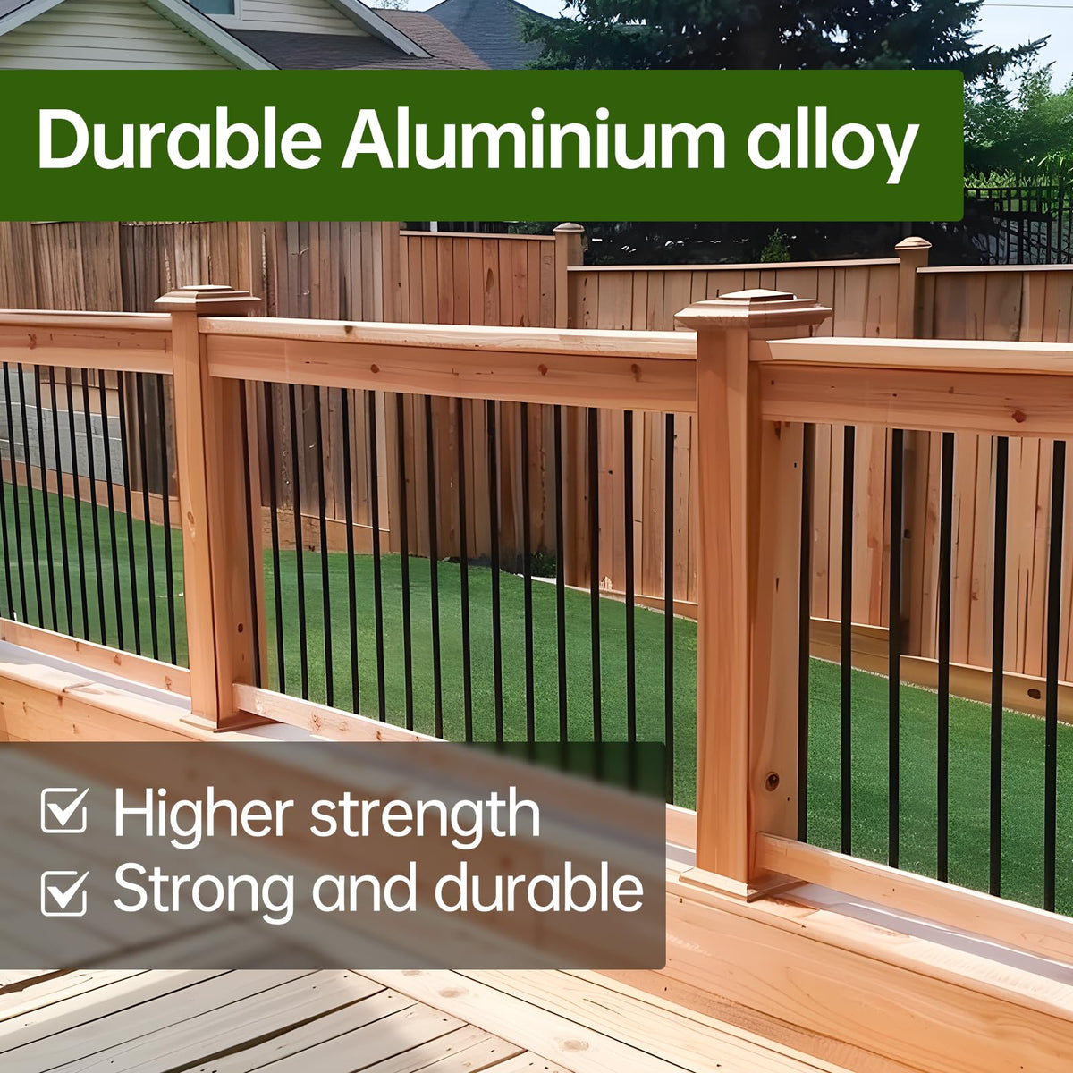32"-100Pack Aluminum Deck Balusters Hollow Round Deck Railing Spindles Matte Coated Black L5470