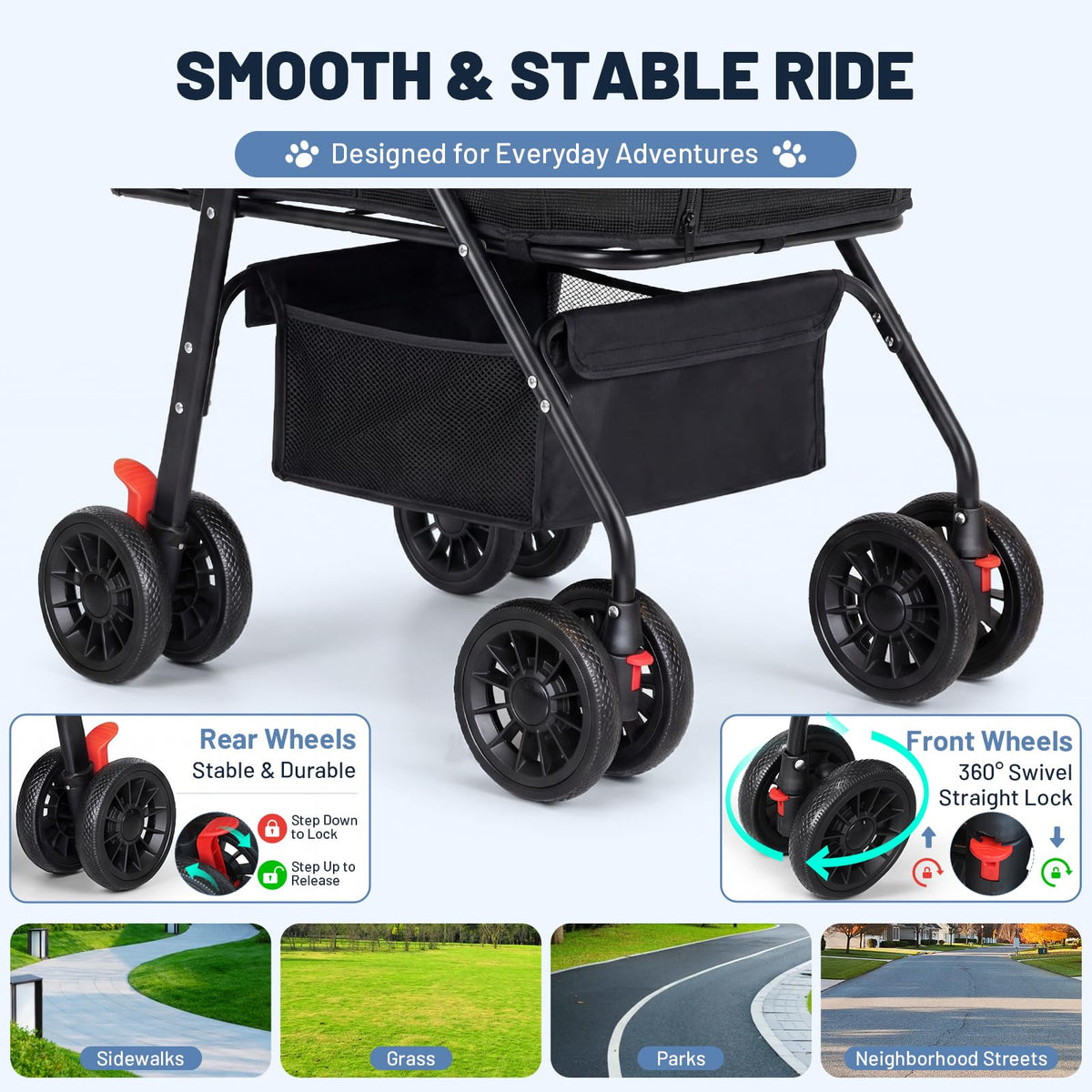 Foldable Pet Stroller with Detachable Carrier U901943