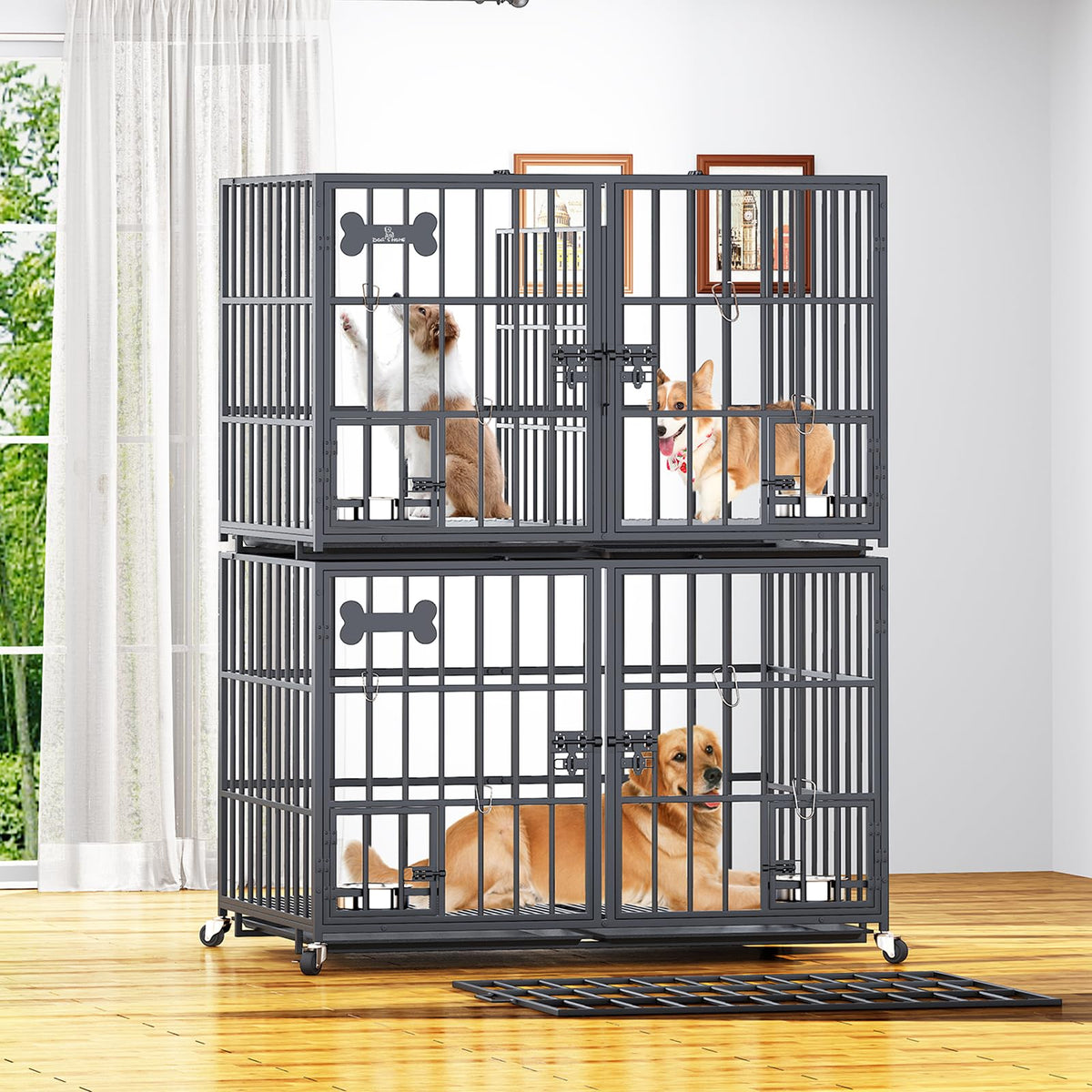 42" Stackable Heavy Duty Metal Dog Crate with Divider N631