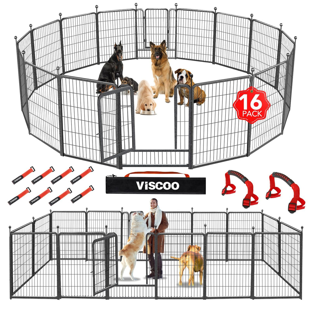 16 Panels 40" High Metal Dog Playpen with Gate T732