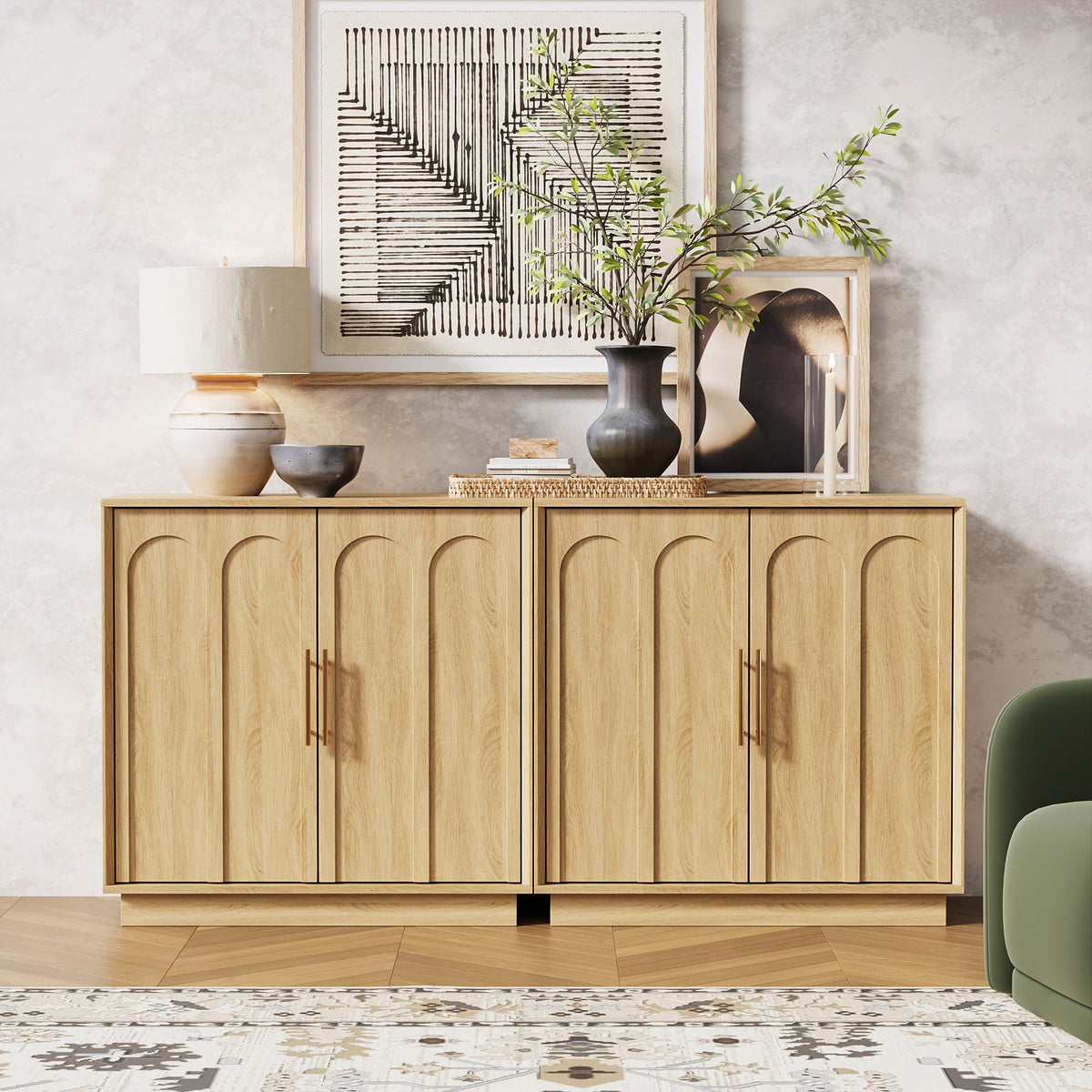 31.5" Oak Sideboard Buffet Cabinet with Storage Y29001