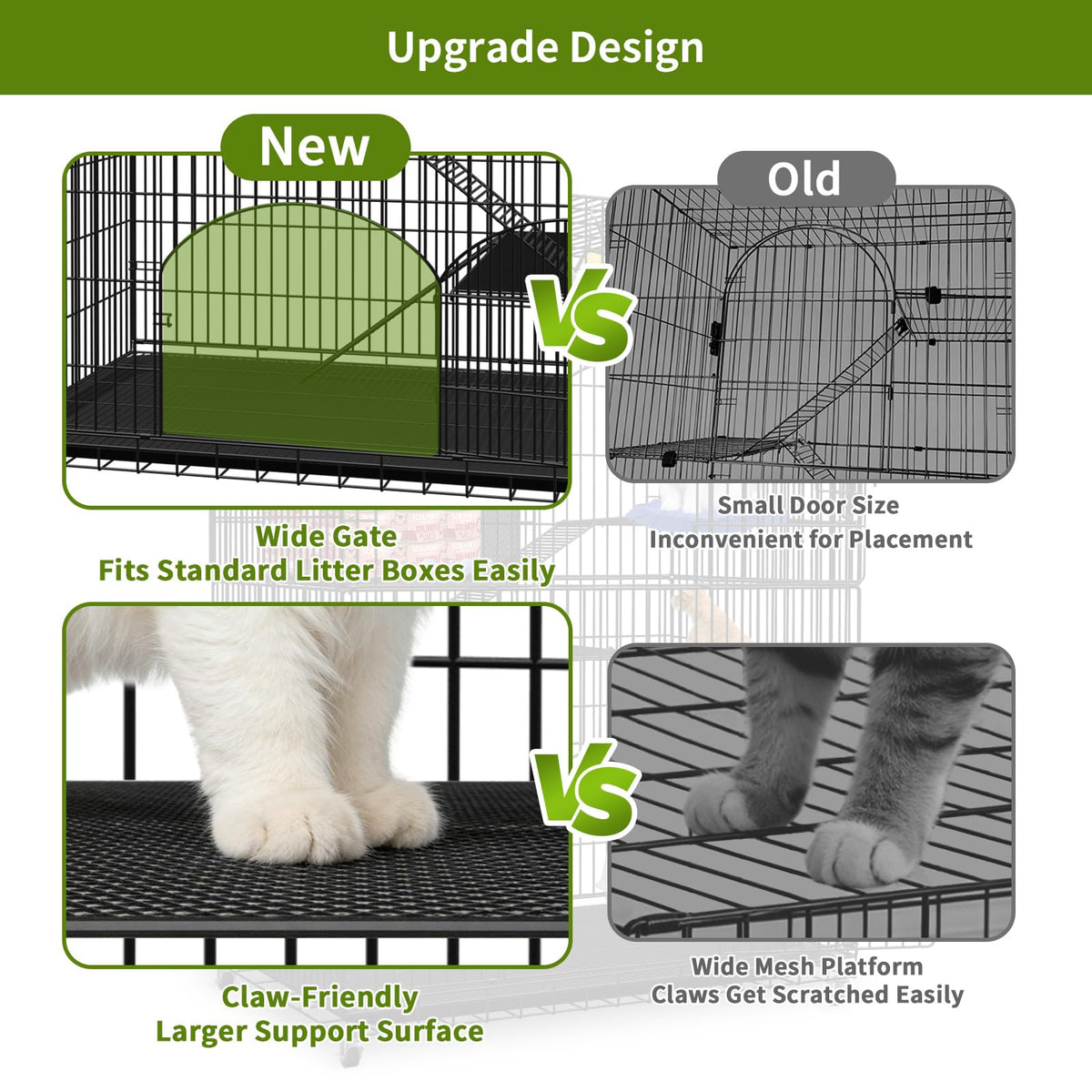 4-Tier Metal Cat Cage with Storage Cube H7919