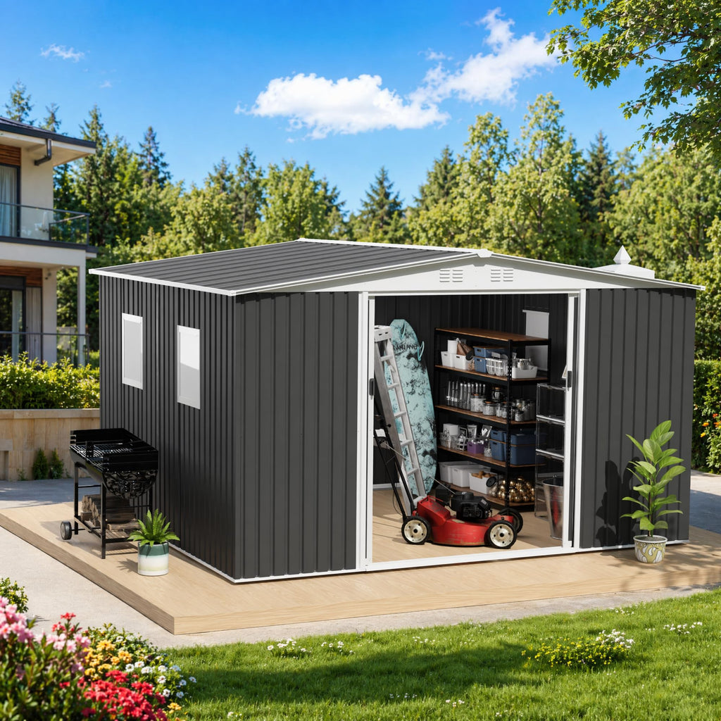 12x10 ft Metal Garden Shed N555