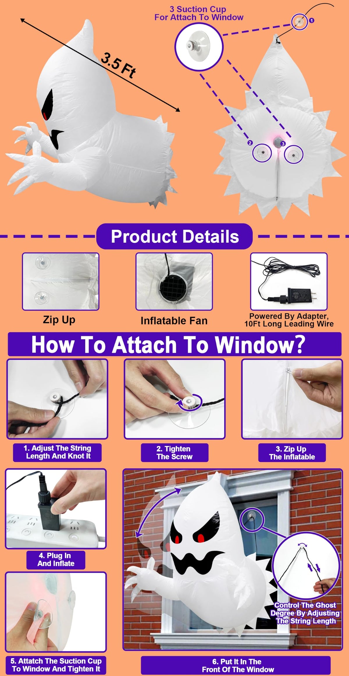 Halloween Ghost Inflatables Window Decorations A865