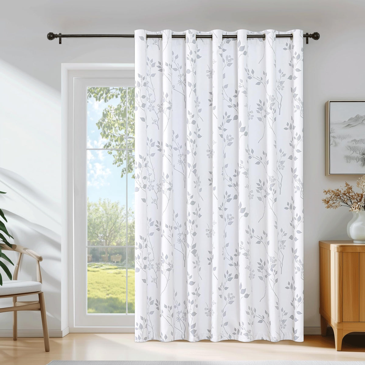 Grey White 100x84 Blackout Curtains J5519