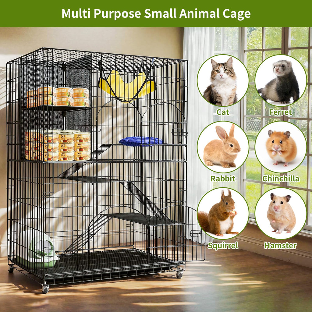 4-Tier Metal Cat Cage with Storage Cube H7919