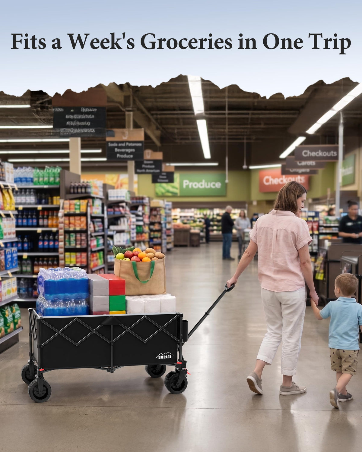 46" Collapsible Wagon Cart 300L Capacity Z320