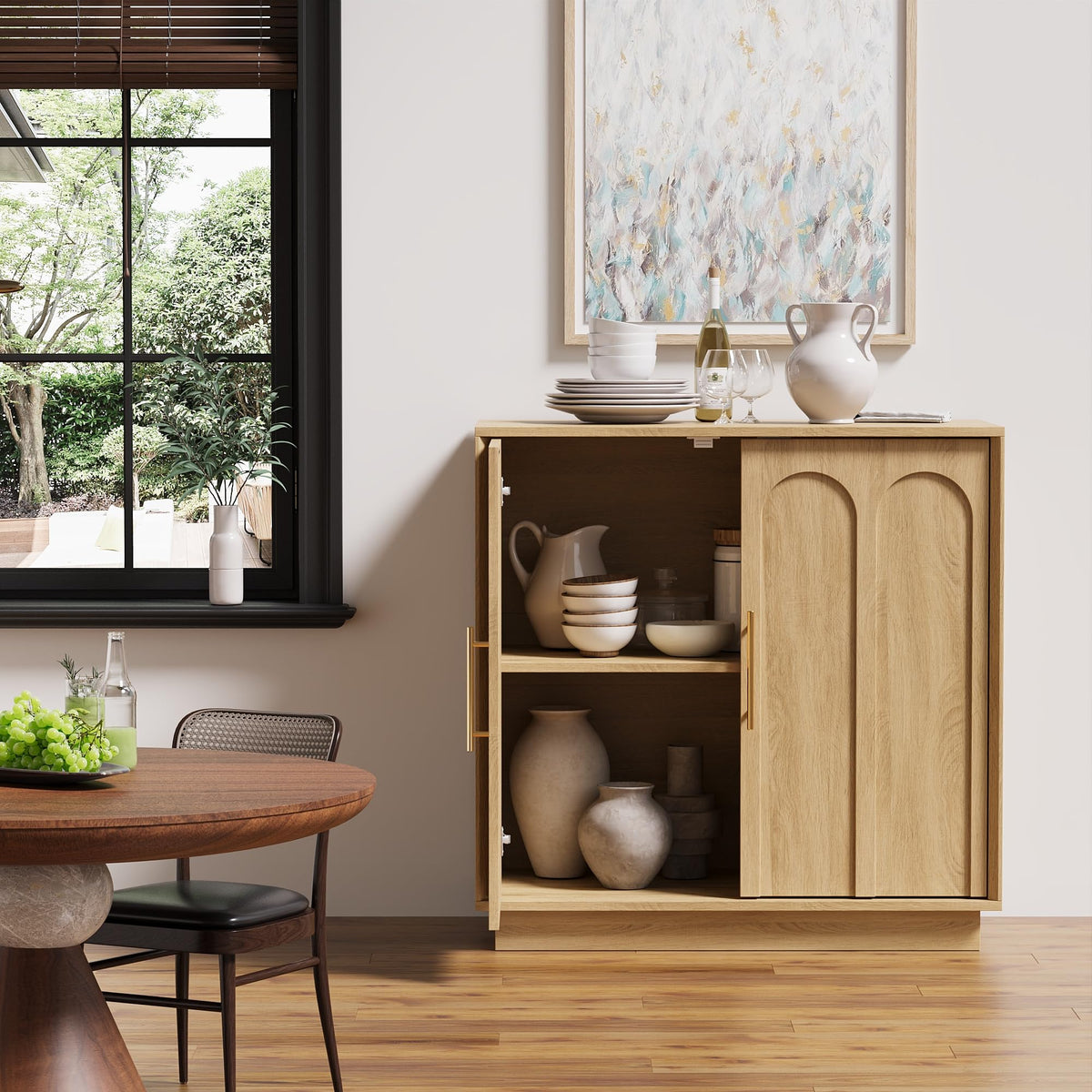 31.5" Oak Sideboard Buffet Cabinet with Storage Y29001