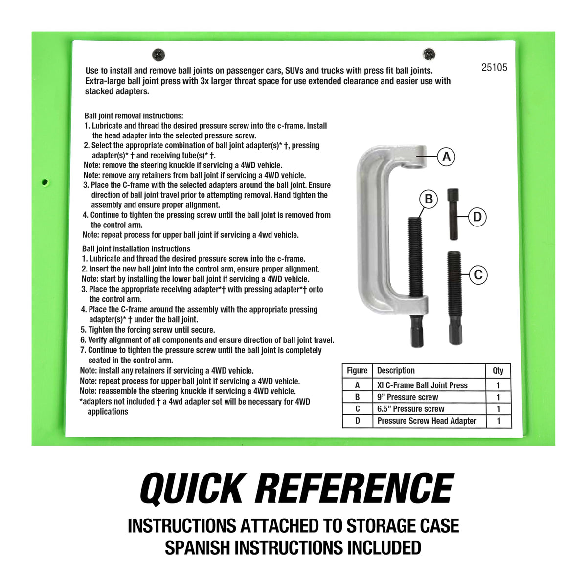 XL C-Frame Ball Joint Press Kit K739