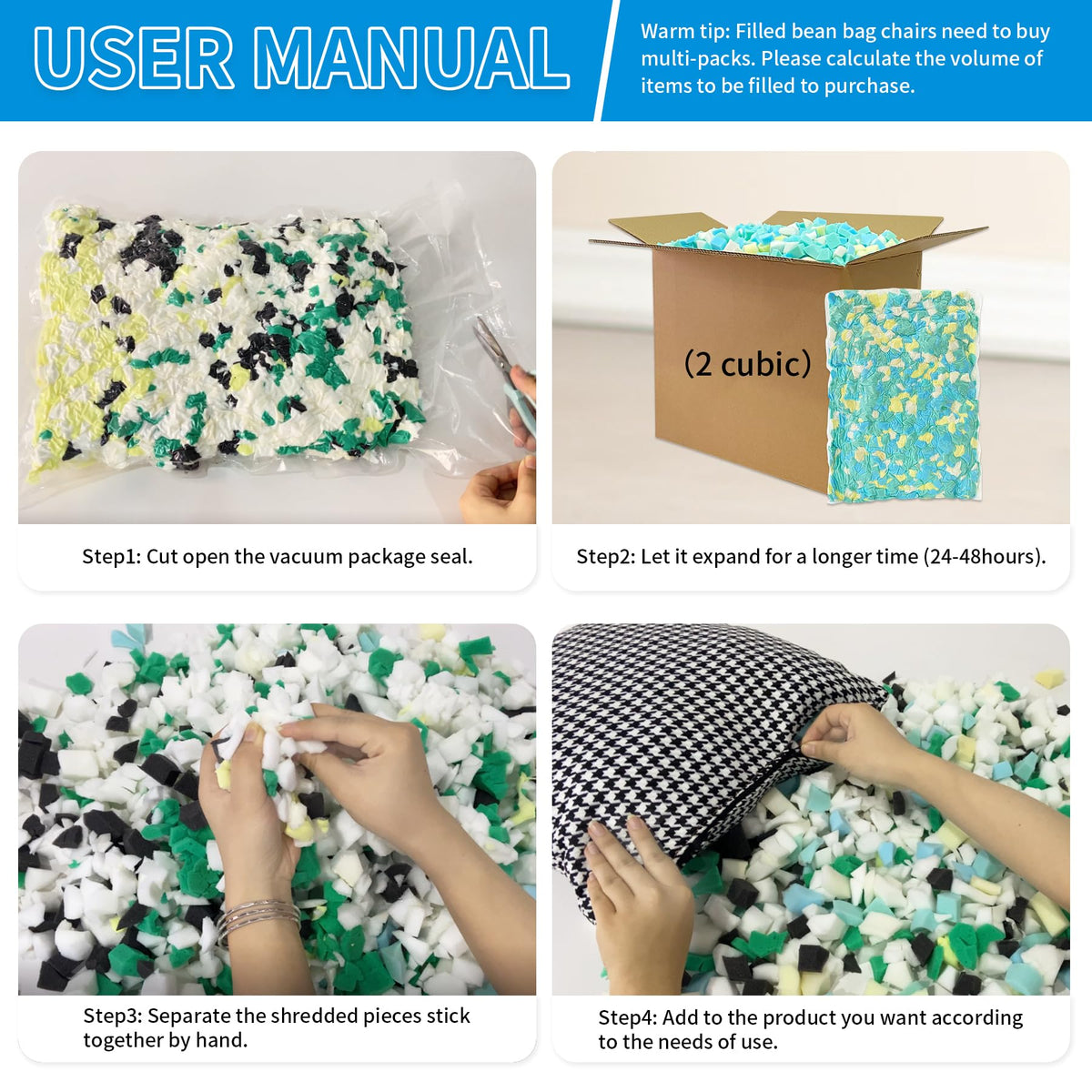 11lbs Shredded Memory Foam Bean Bag Filler X34139