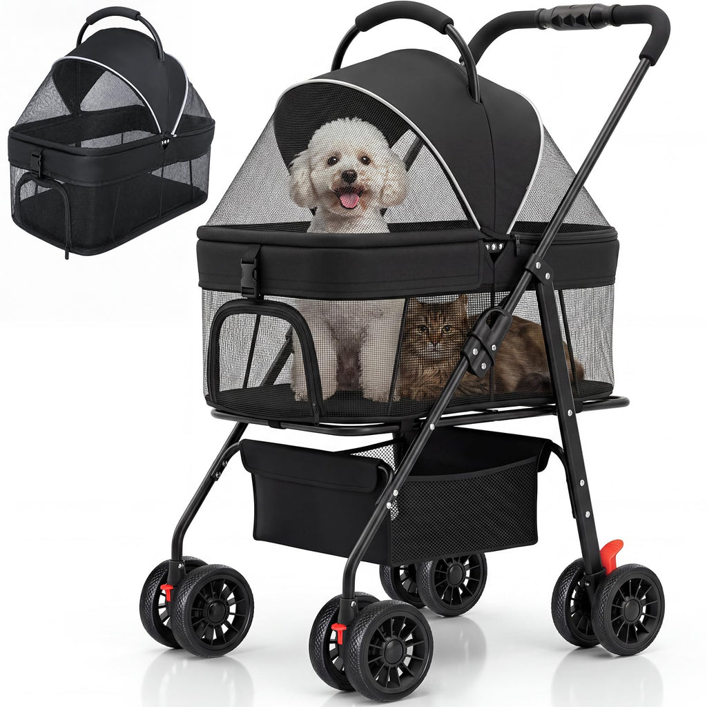 Foldable Pet Stroller with Detachable Carrier U901943