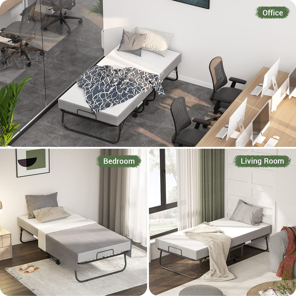 75" x 31" Folding Bed with Memory Foam Mattress C3048