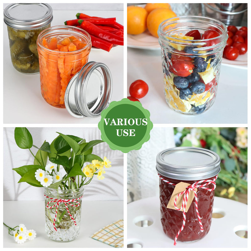 16oz Wide Mouth Mason Jars with Lids 6 Pack R28064