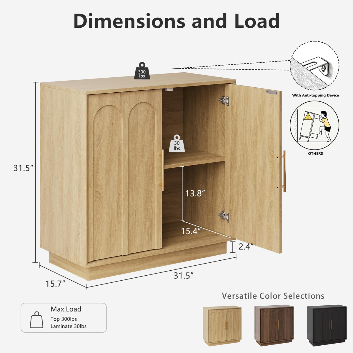 31.5" Oak Sideboard Buffet Cabinet with Storage Y29001