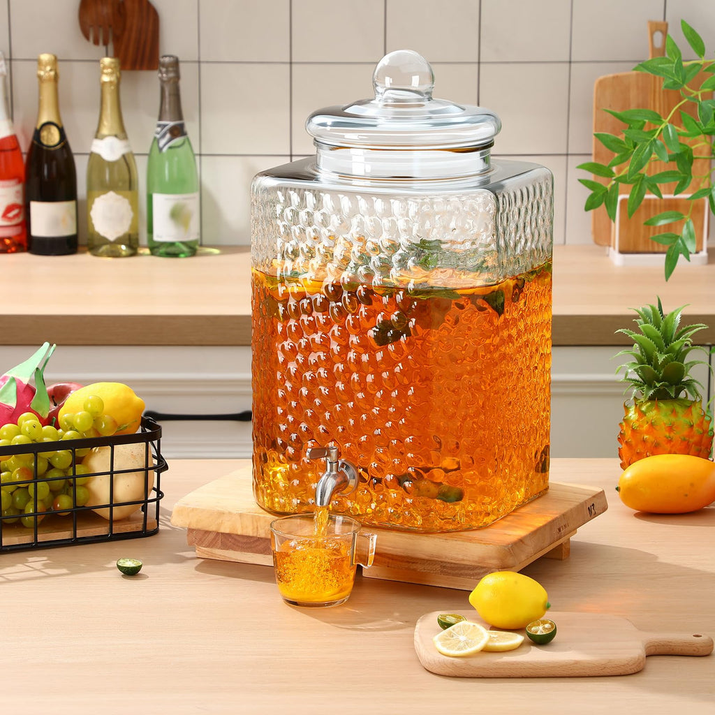 4.6 Gallon Glass Beverage Dispenser with Stand Stainless Steel Spigot 2 Pack E239205