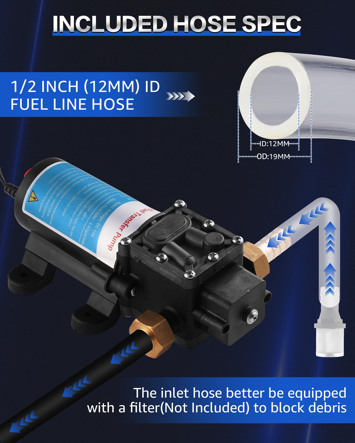12V Gasoline Transfer Pump Set 3.4 GPM U47167
