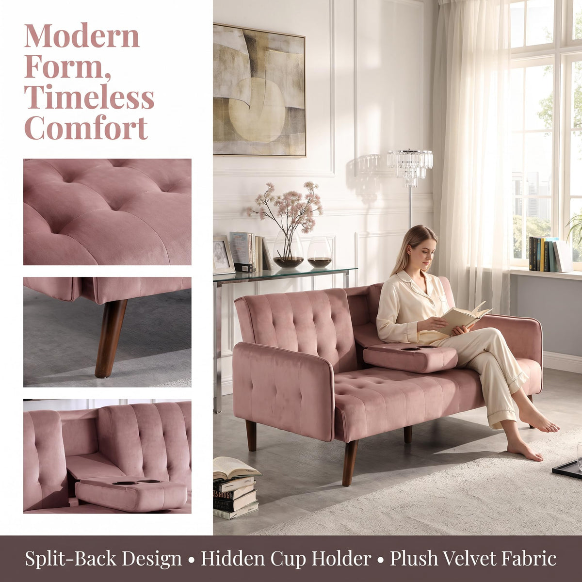 Pink Convertible Sleeper Sofa J683
