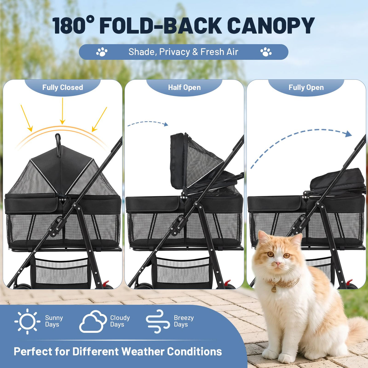 Foldable Pet Stroller with Detachable Carrier U901943