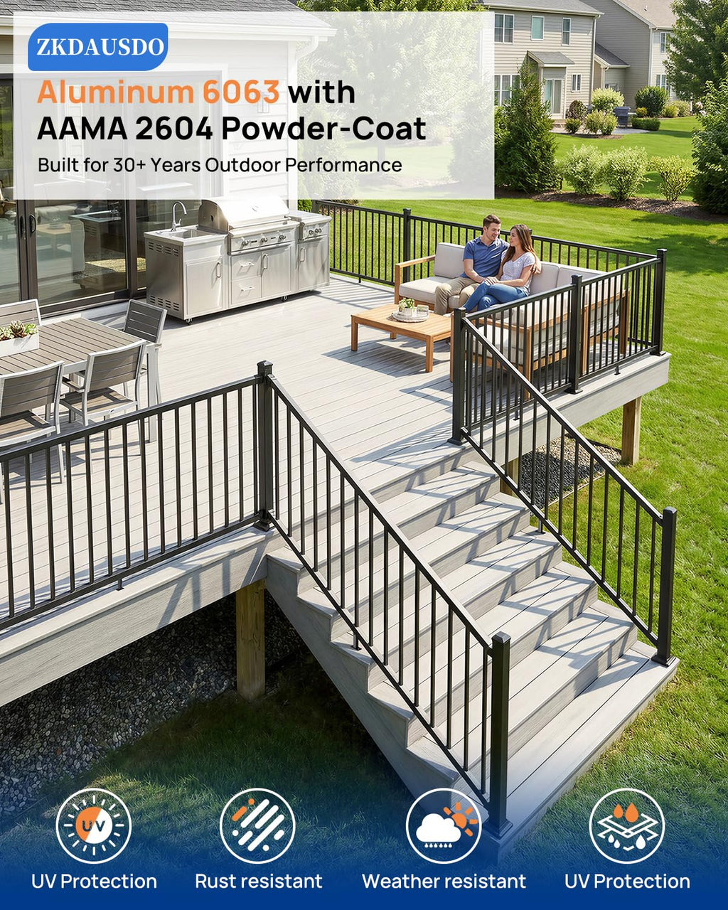 6 ft. W Aluminum Stair Railing Kit D12228