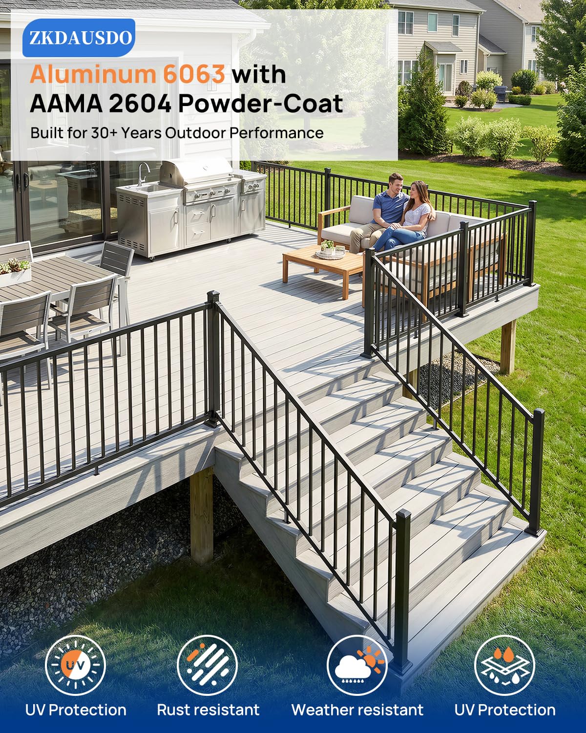 6 ft. W Aluminum Stair Railing Kit D12228