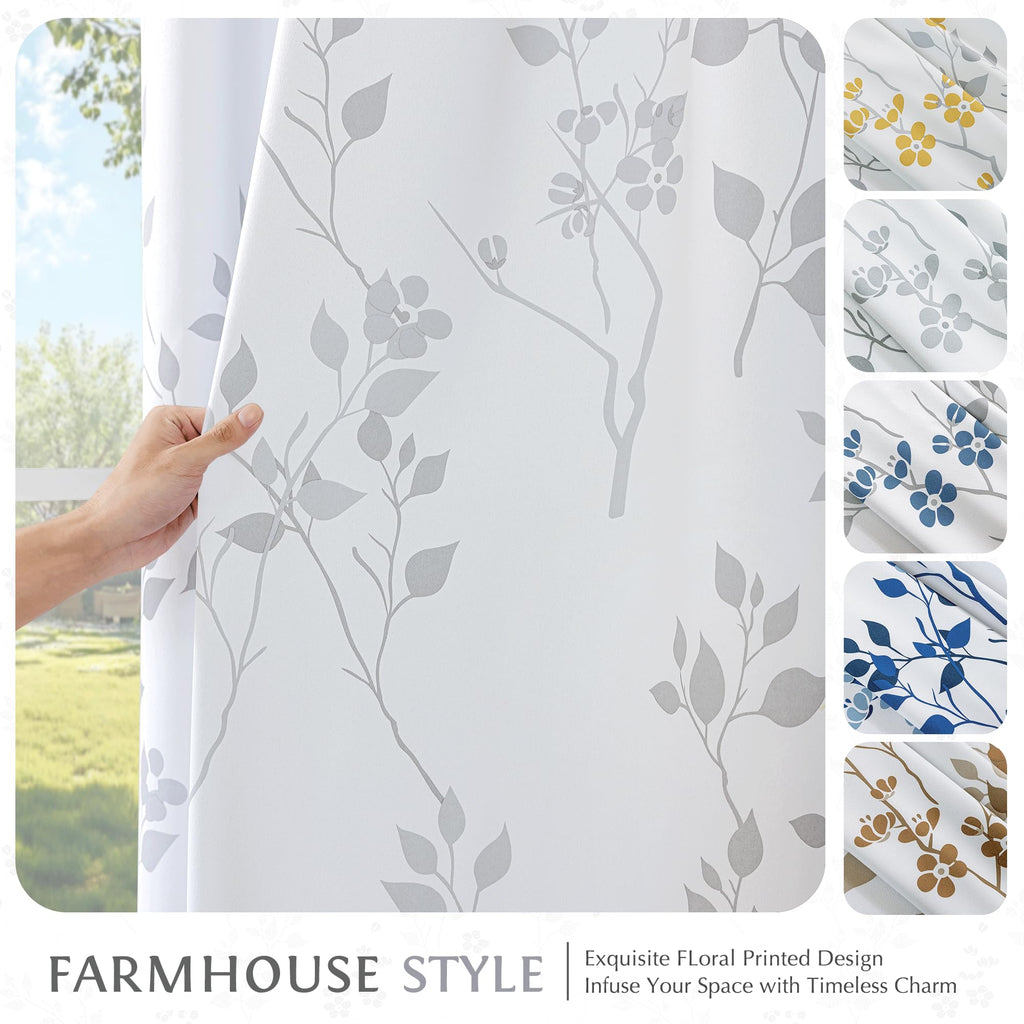 Grey White 100x84 Blackout Curtains J5519