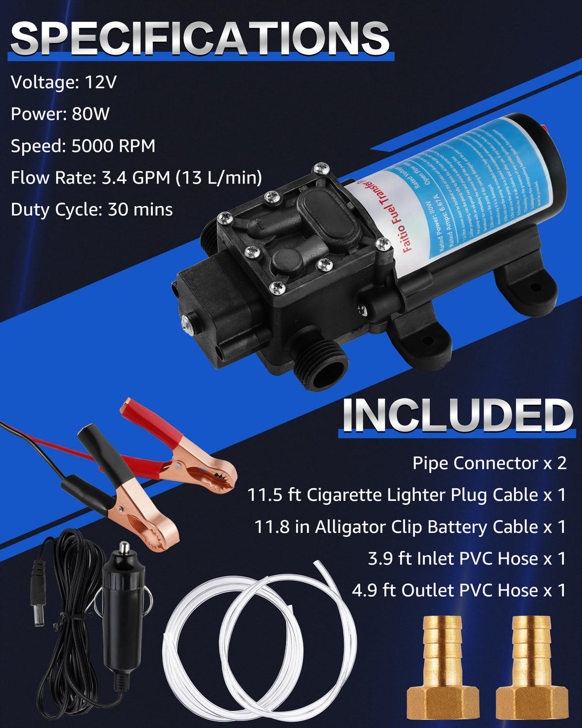 12V Gasoline Transfer Pump Set 3.4 GPM U47167