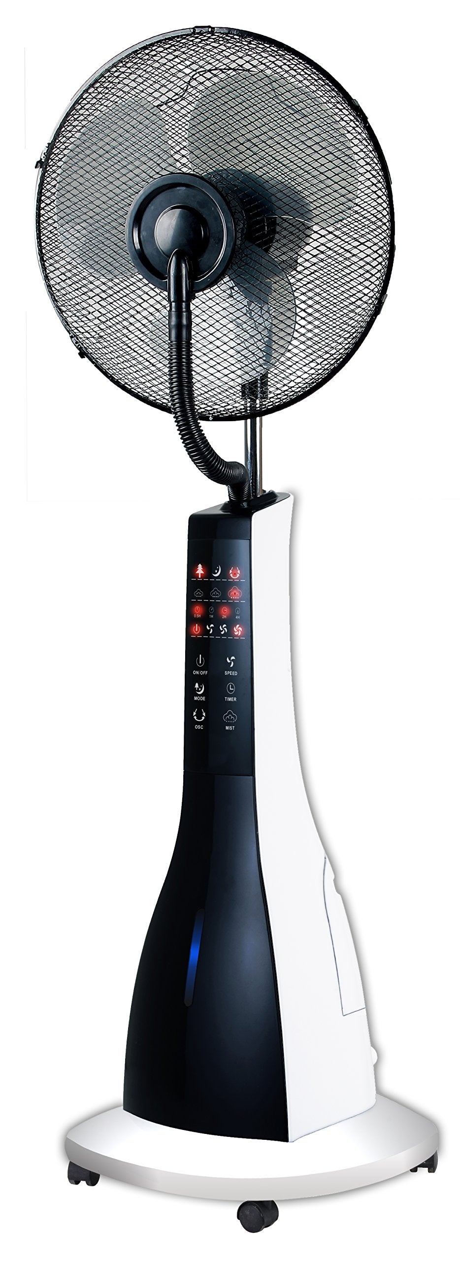 47" Misting Oscillating Pedestal Fan with Water Tank, Remote, Timer, 3 Speeds, Black White H42716