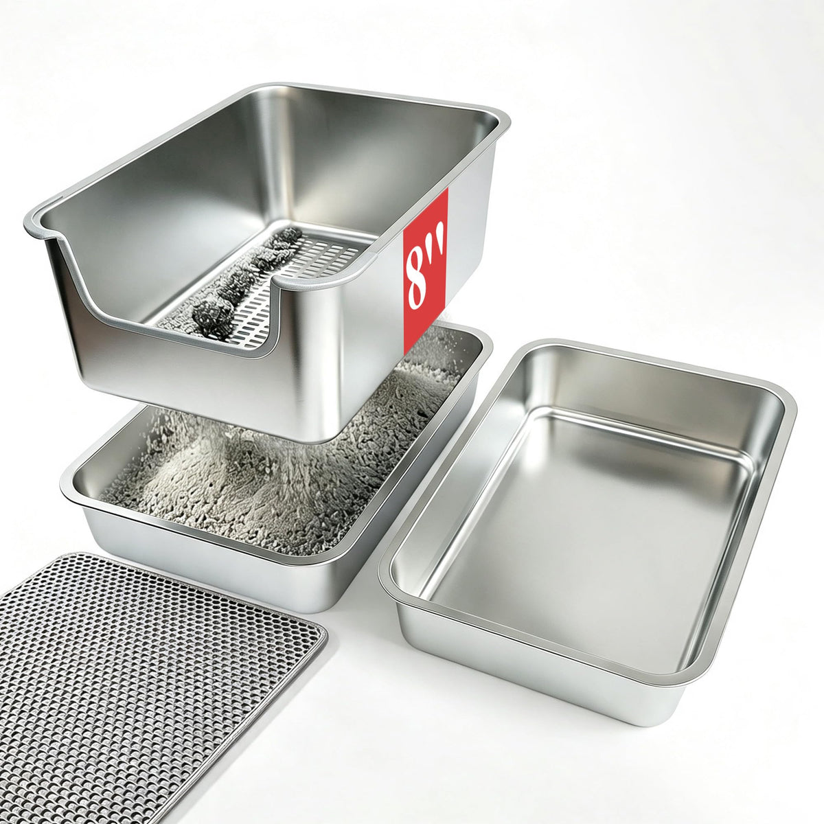 Stainless Steel Sifting Cat Litter Box T5509