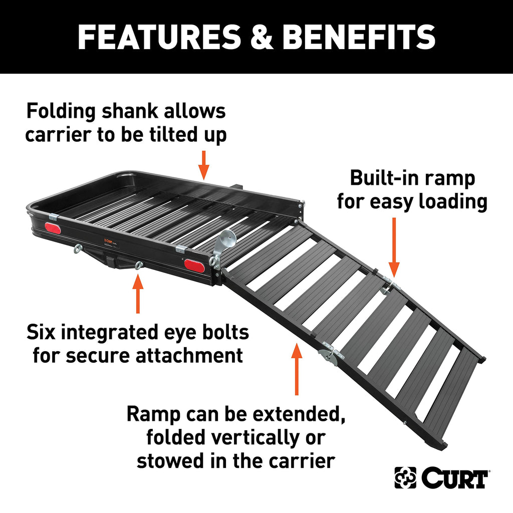 Black Aluminum Hitch Cargo Carrier with Ramp N46806