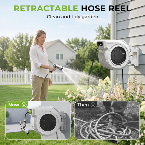 1/2 Inch x 100ft Wall Mounted Retractable Garden Hose Reel I419