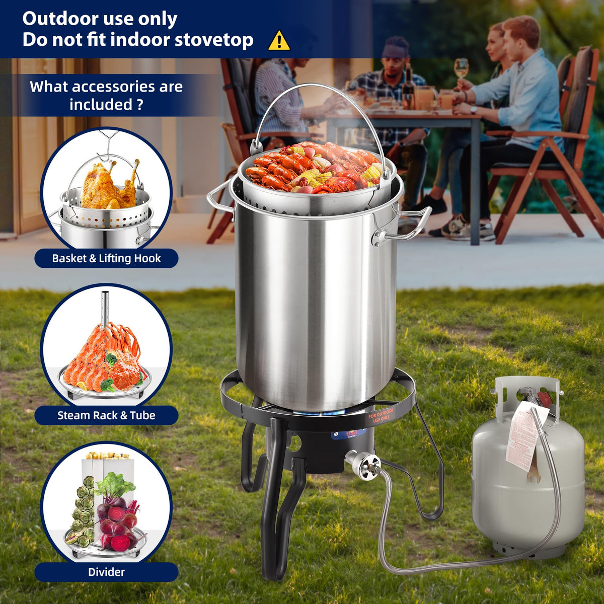 40QT Stainless Steel Stock Pot and Propane Burner B632809