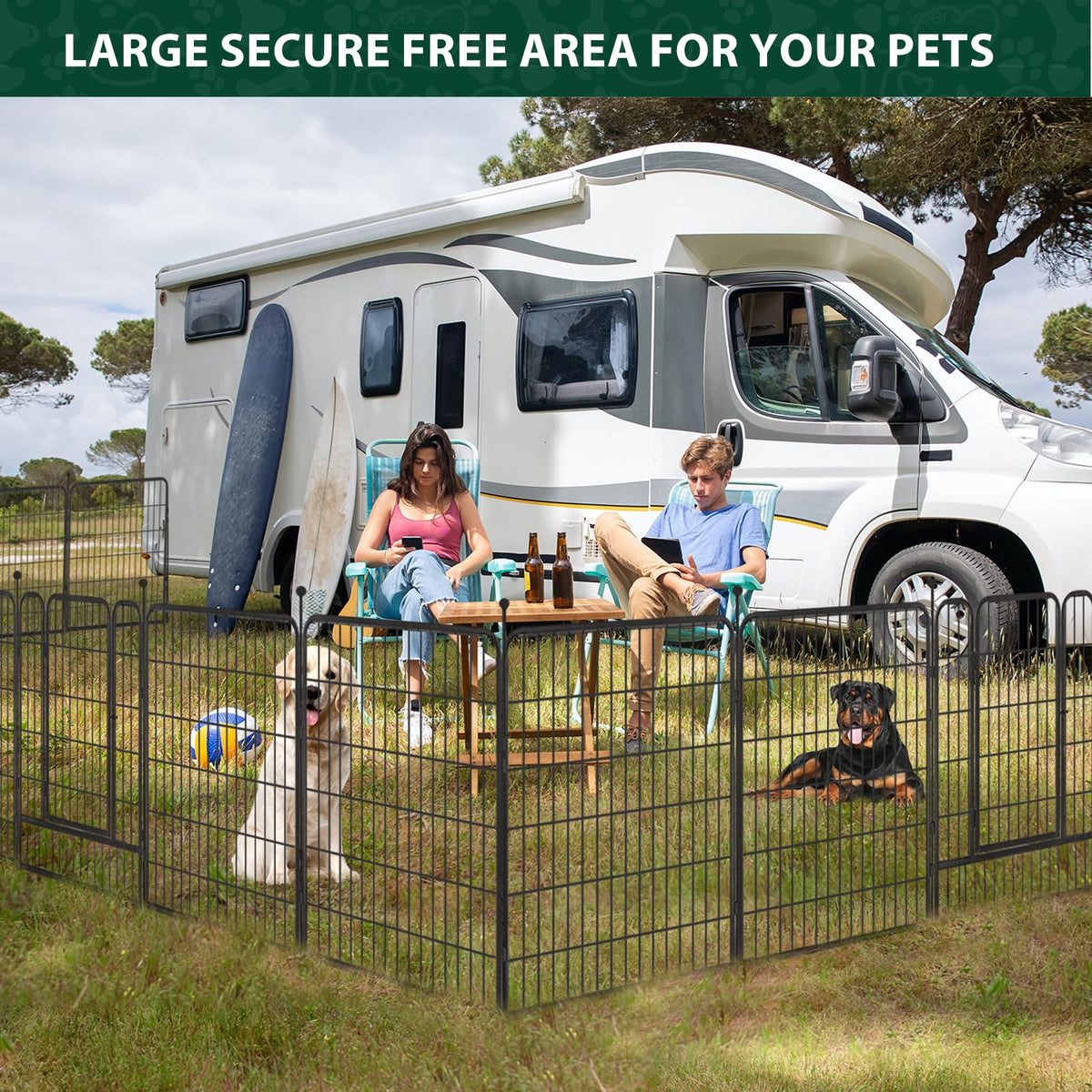 16 Panels 40" High Metal Dog Playpen with Gate T732