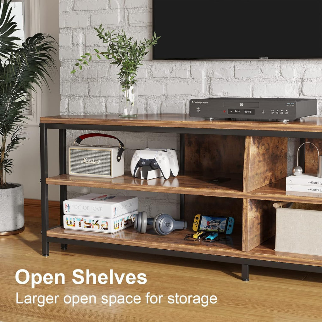 Corner TV Stand with Power Outlet, 55 Inch Rustic Brown A35412
