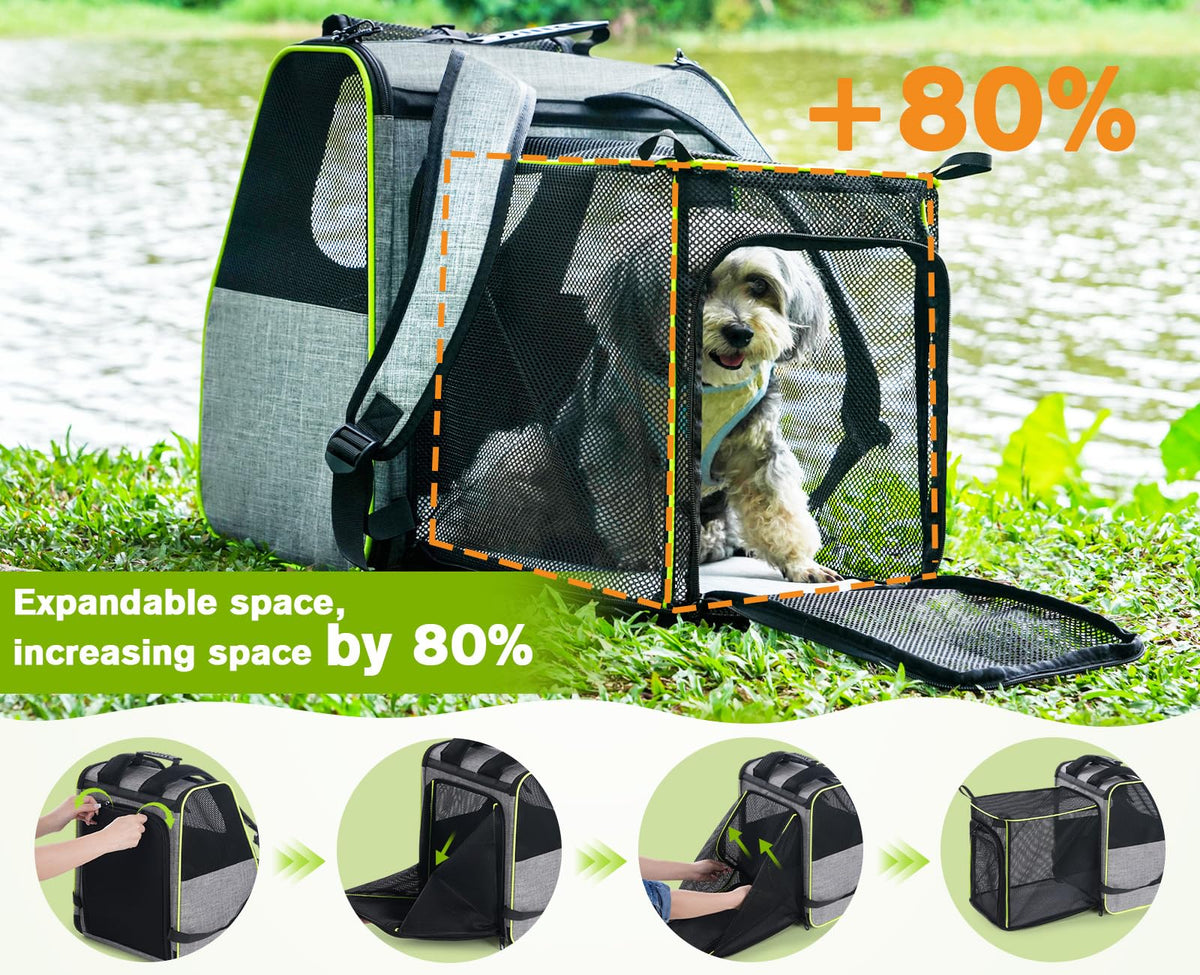Expandable Cat Backpack Carrier with Ventilated Mesh, Grey R88949