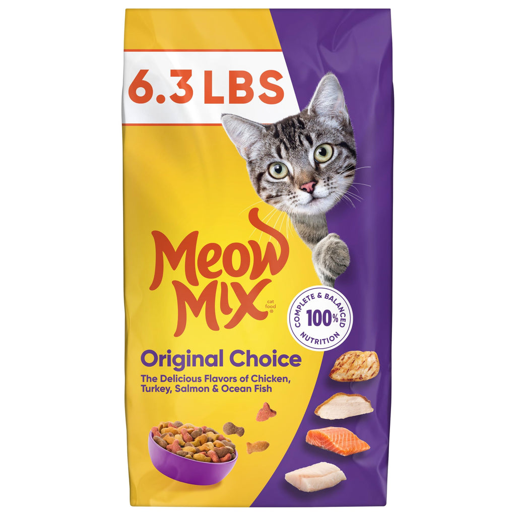 Dry Cat Food 6.3 Pound Bag + Wet Cat Food Variety Pack 2.75 Ounce Cups (Pack of 24) B22144